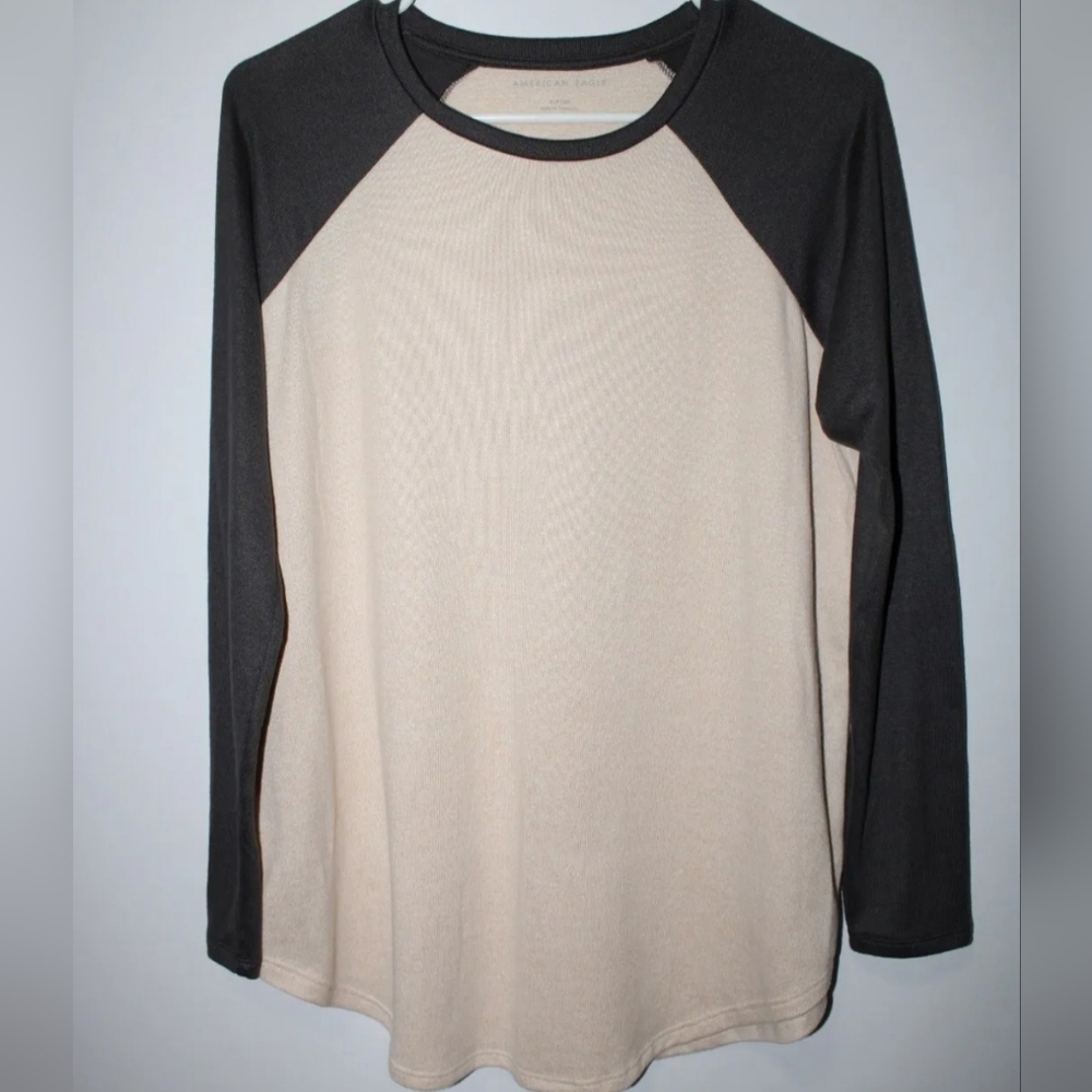 American Eagle Tan Gray Womens Long Sleeve Shirt - Small